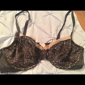 Victoria Secret Black & Tan trim lace bra .